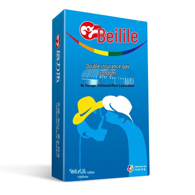 Beile Double Protection Condoms - Safe, Super Lubricated, No Reservoir, 10-Pack