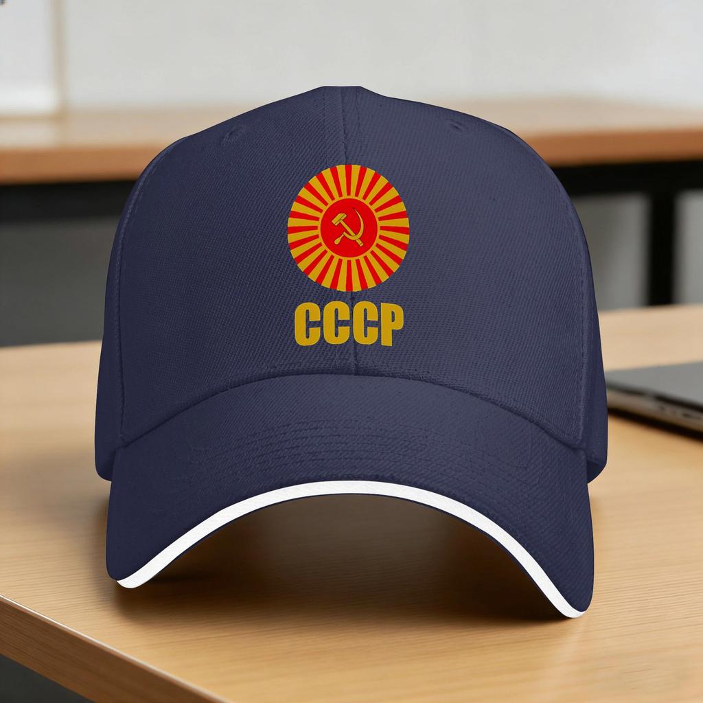 Vintage Soviet Hammer And Sickle Symbol CCCP USSR Russia Baseball Cap Couple Women Trucker Hat Summer SunProof Baseball Caps