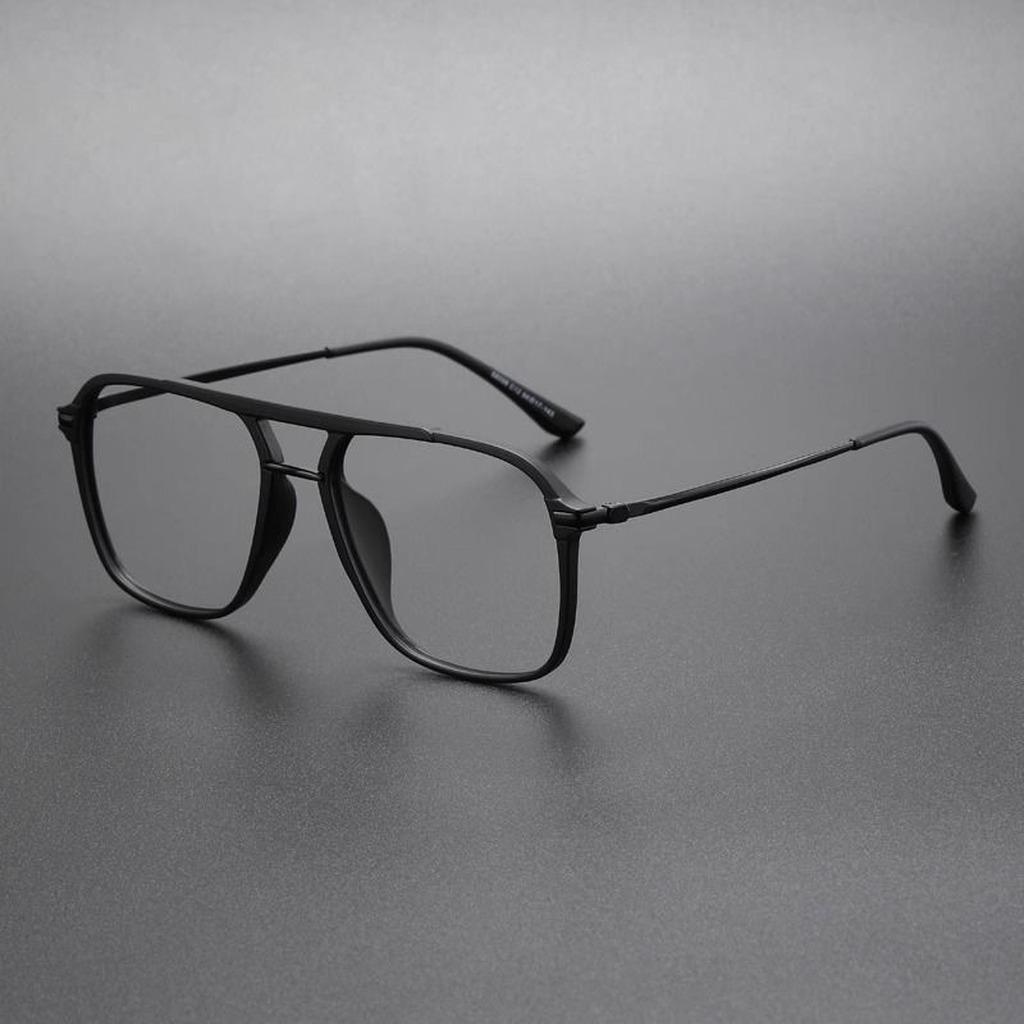 TR90 Metal Square Frame Spectacle Retro Double Beams Eyeglasses Frames Blue Light Blocked Computer Eyewear Unisex