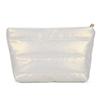 New Solid Color Cosmetic Bag Large Capacity Zipper Quilted Toiletry Pouch Fluffy Nylon Women Clutch Bag