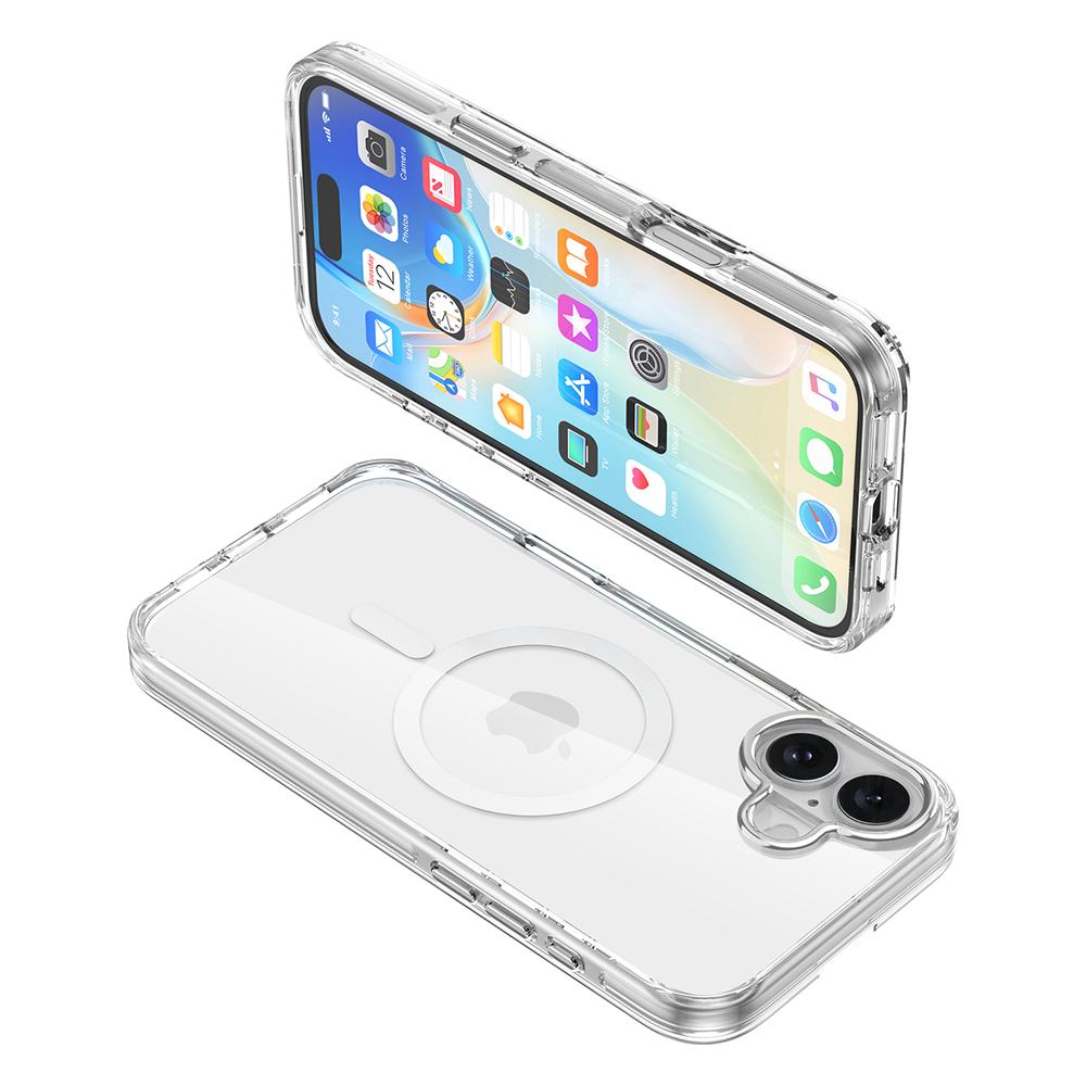 For iPhone 16 Case Compatible with MagSafe Airbag Design PC+TPU Clear Phone Cover