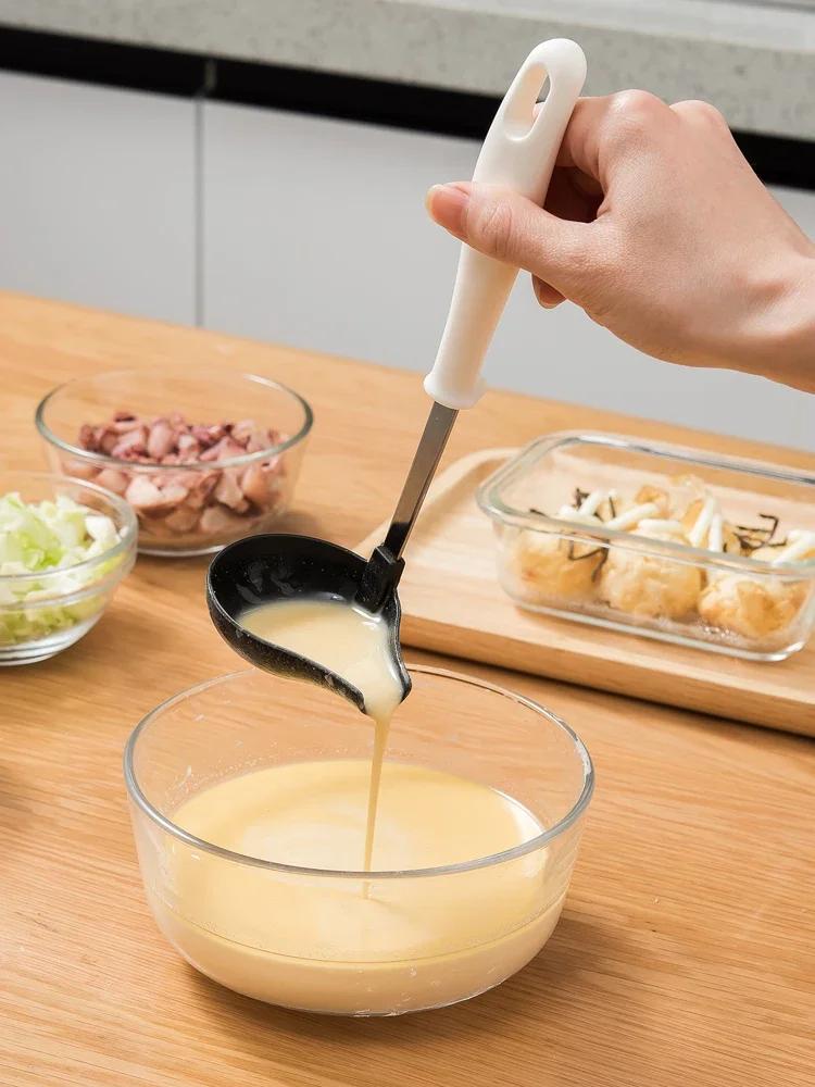 Anti-scald Tip Spoon Soup Spoon Home Cooking Takoyaki Meatballs Tool Crooked Mouth Long Handle Scoop Soup Kitchen Cooking Tools