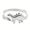 Retro-Stil verstellbarer Dinosaurierring für Damen - einzigartiges Jurassic-Design, schlichter und doch eleganter Stil, Silber-Finish, bequem