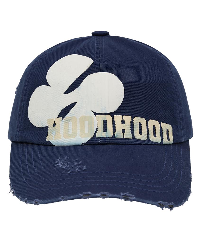 HOODHOOD Multi Logo Distressed Ball Cap Navy