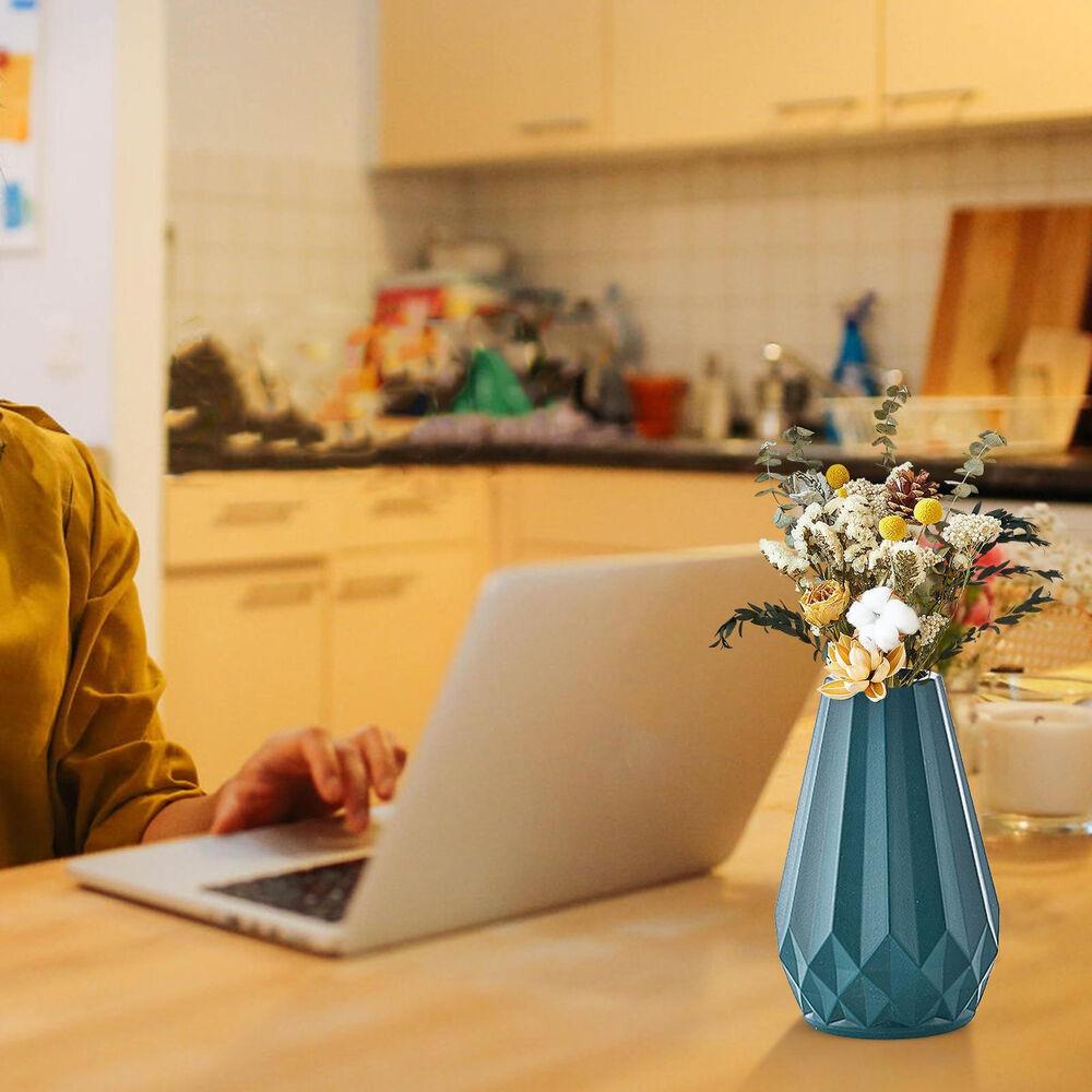 Nordic Flower Vase Imitation Ceramic Plastic Flower Vase Pot Home Living Room Desktop Decoration Wedding Centerpiece Arrangement