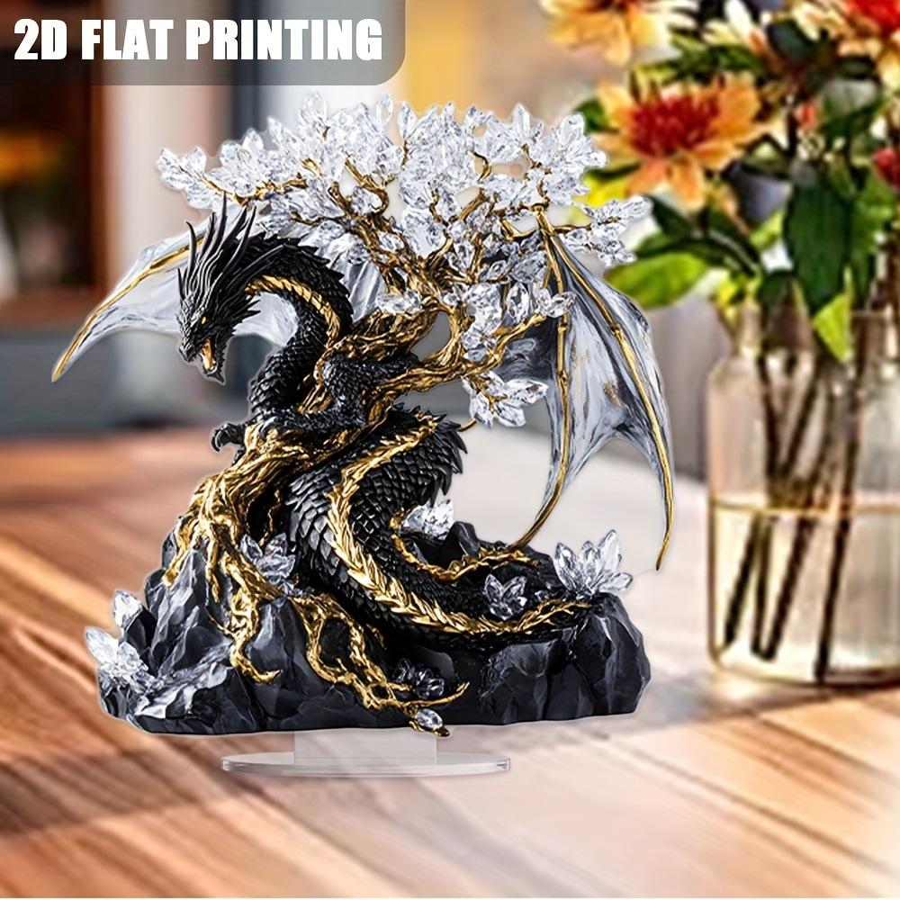 1 pz Scultura Drago in Acrilico Stile Arte Nordica con Base per Arredamento Casa Camera da Letto, Decorazione Multifunzionale per Stanza