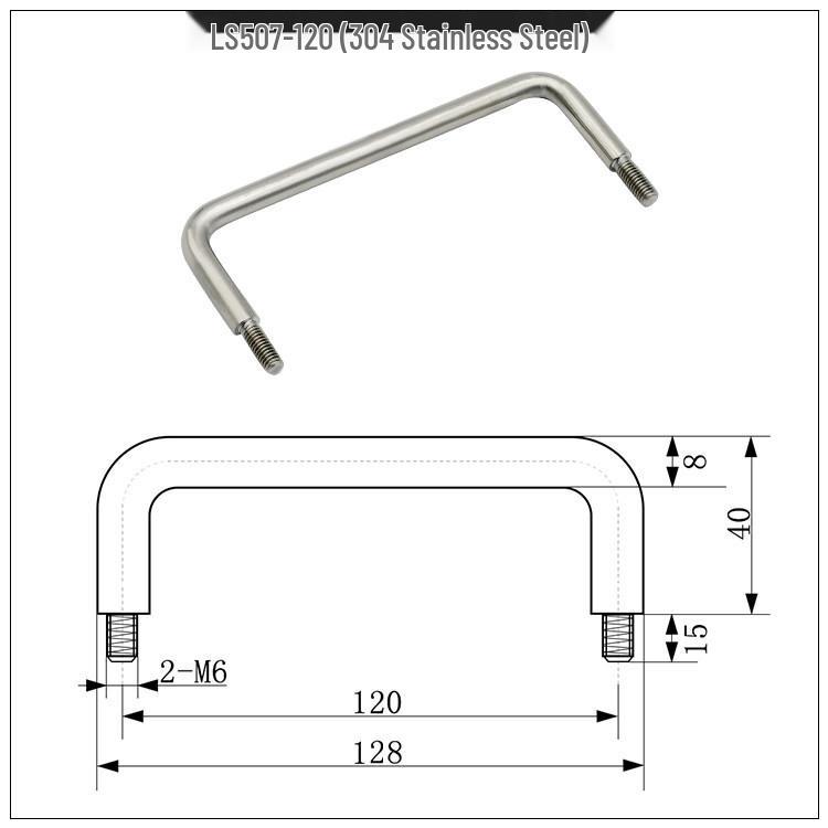 LS507 Solid Handle External Thread Pull Handle for Cabinets and Doors, Carbon Steel and 304 Stainless Steel