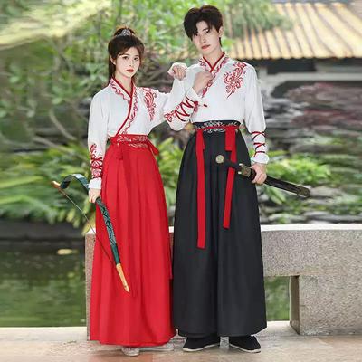 Chinesischer Kampfsportstil Hanfu Xiake Einteiliger Rock für Männer und Damen für Alltagsoutfits