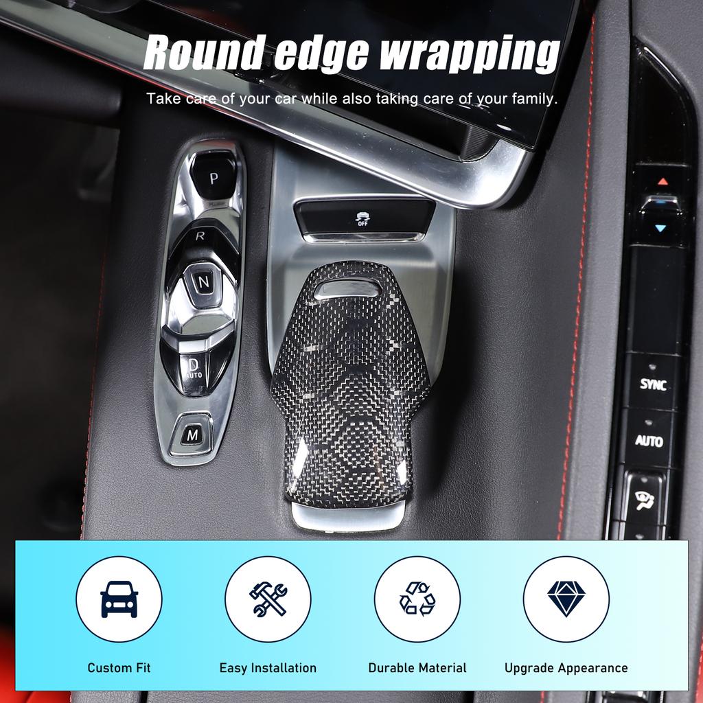 Honeycomb Real Carbon Fiber Console Mode Knob Trim Cover For C8 Corvette -25