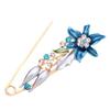 Brooch Pin 3D Flower Decor Scarf Pin with Rhinestone Inlay Thick Stable Lock Anti-exposure Suits Coats Sweaters Pin