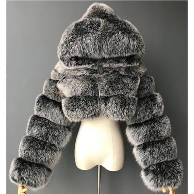 Winter Fur Jacket Short Hooded Faux Fur Jacket