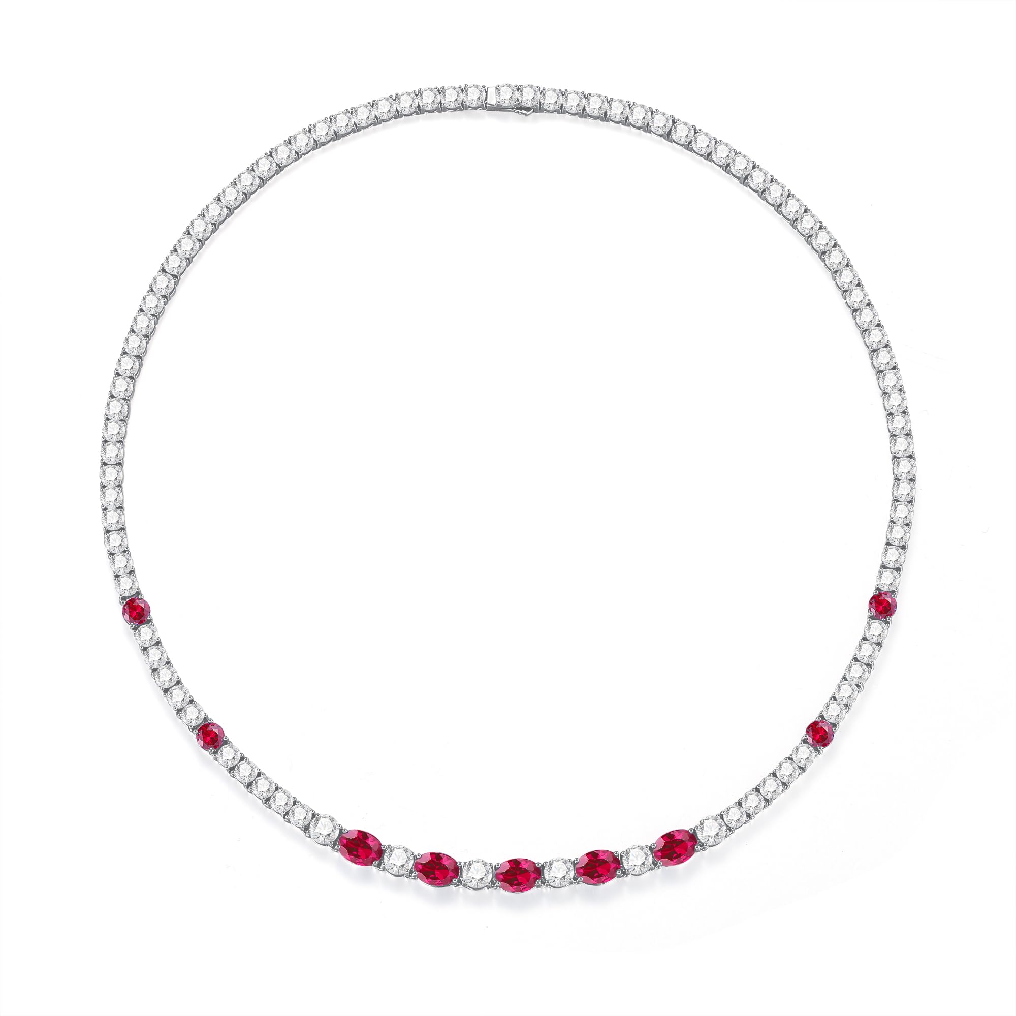 

FANCIME Tennis Necklace with Ruby and July and Silver Perfect as a Lucky or Anniversary Gift Wrapping Included Women s Birthstone, Zirconia, S925,
