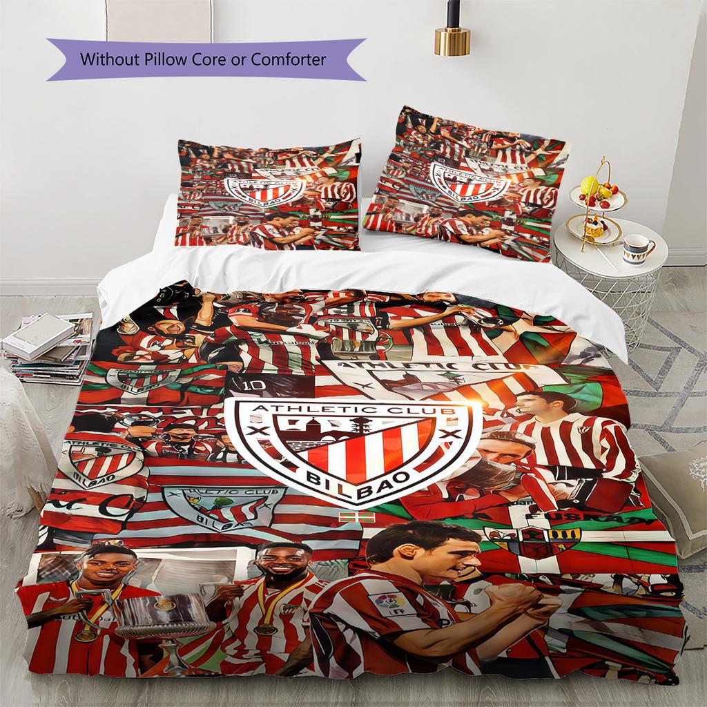 Bilbao logo Patrón Juego de Ropa de Cama Colcha Colcha Funda de Almohada Decoración del Hogar Regalo de Cumpleaños (1 * funda nórdica + 2 * fundas de almohada, sin núcleo)