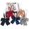 JK Collar Bow Tie for Women - Korean & Japanese Academic Style, Solid Color with Fine Stripes, Black & Wine Red