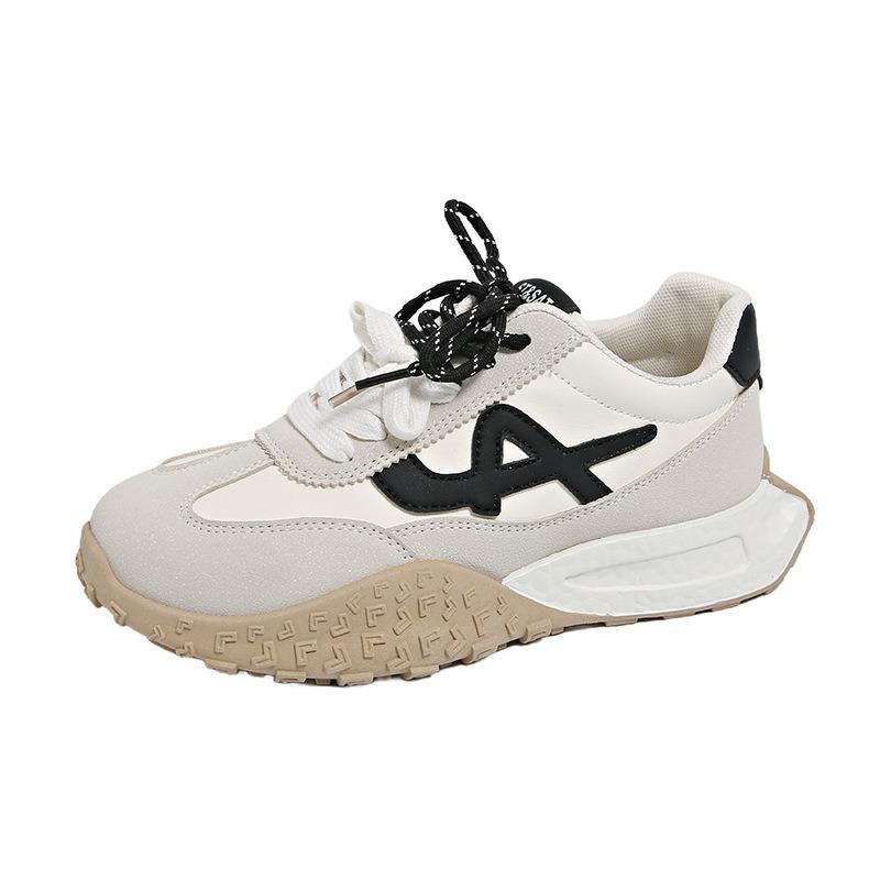 2025 spring new thick-soled German training shoes women's trend comfortable and versatile Forrest Gump shoes fashion leather casual shoes single shoes