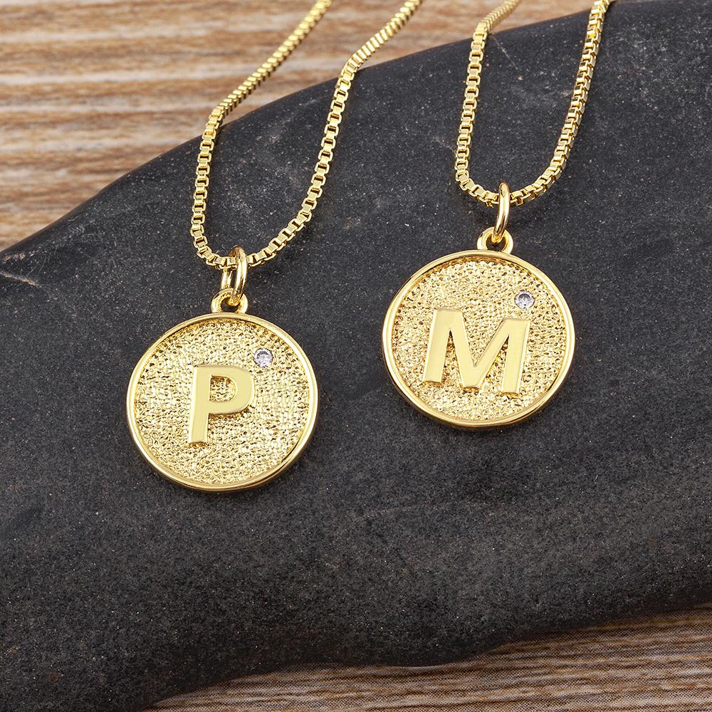 Nidin New Trendy Initial 26 Letters Pendant Charm Name Necklaces Cubic Zirconia Statement Jewelry Party Gifts For Women Men