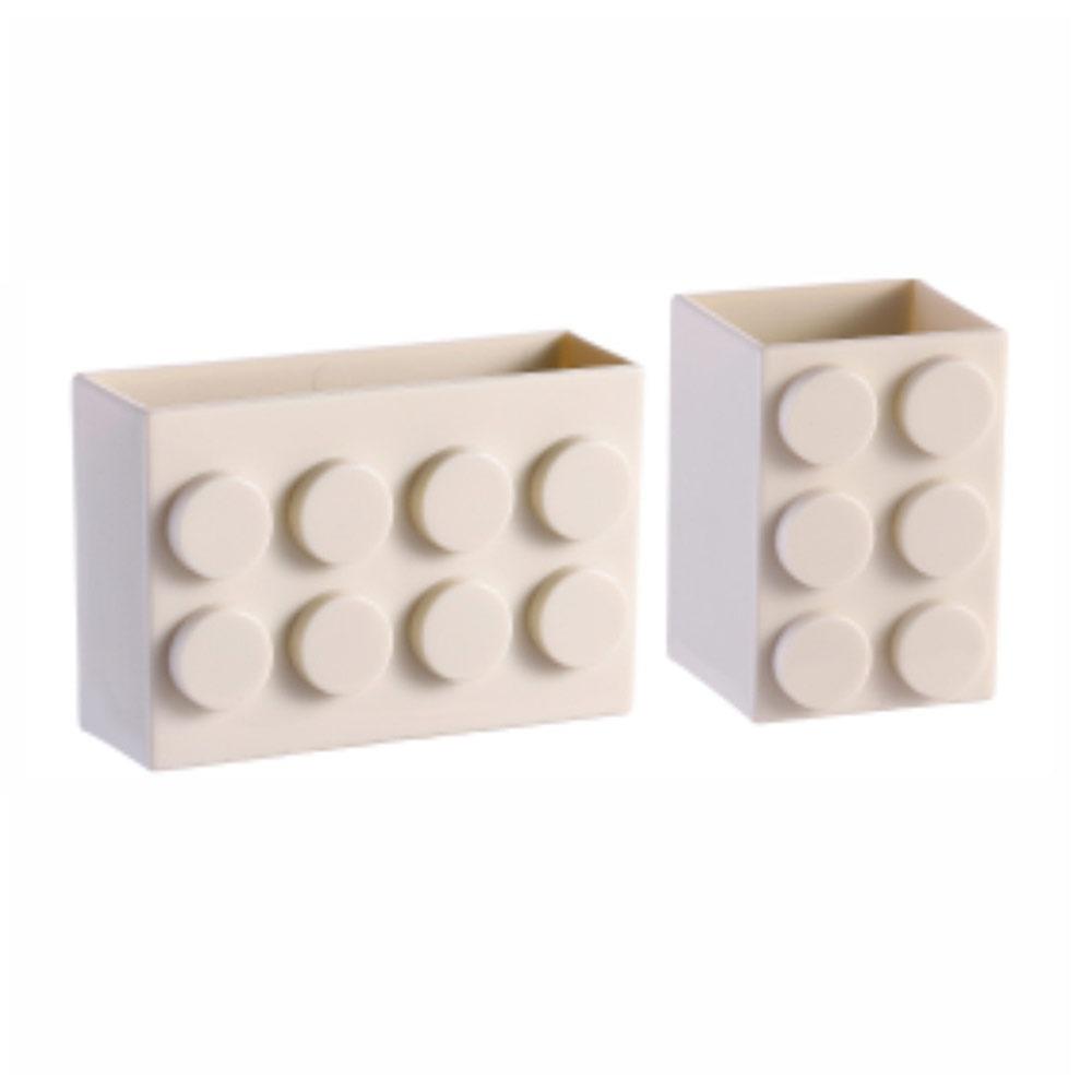 2Pcs Building Block Block Storage Box Tableware Container Desk Organizer  Kitchen Supplies