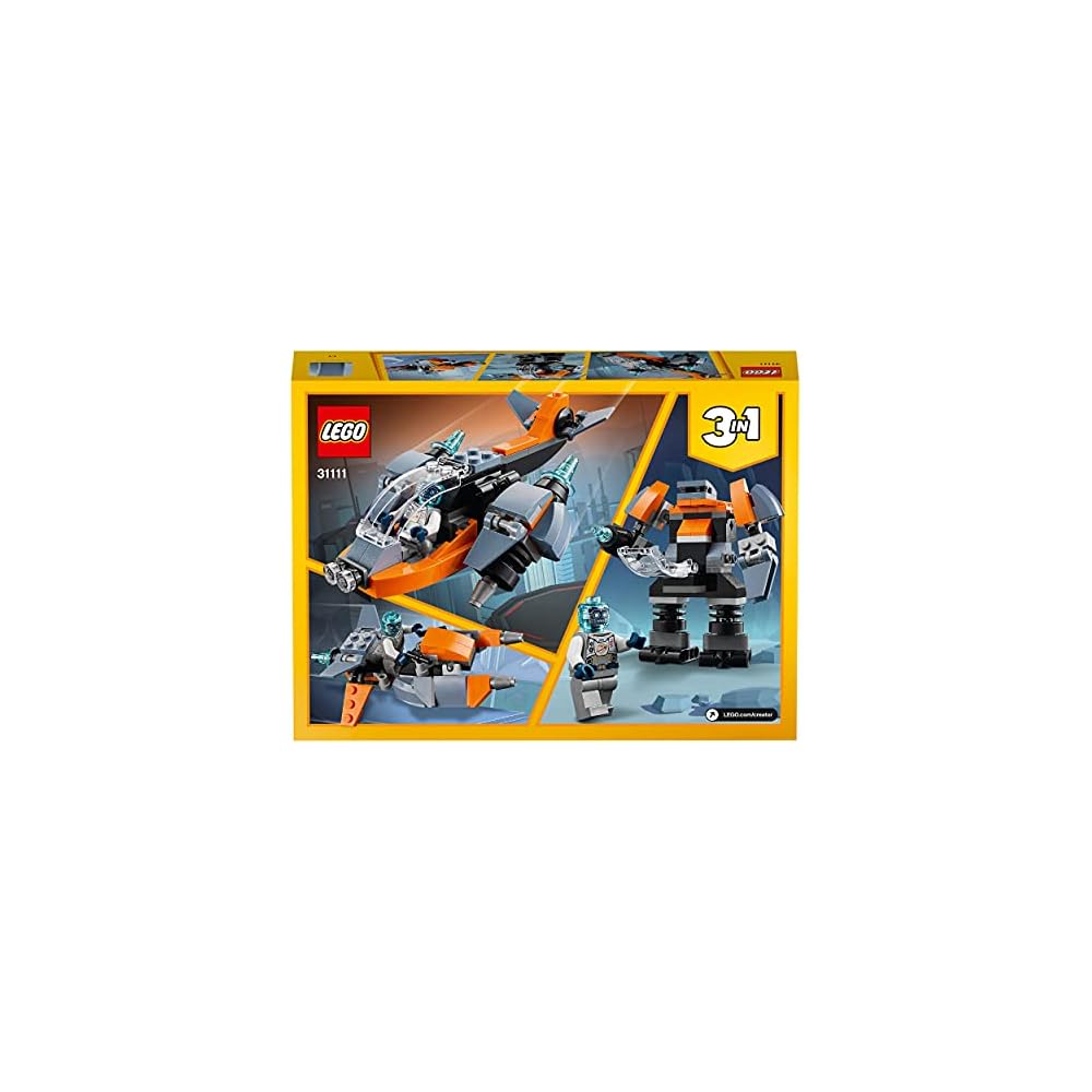 LEGO Creator Cyber Drone 31111 Building Toy for Kids Ages 6 and Up, Airplane Block Set