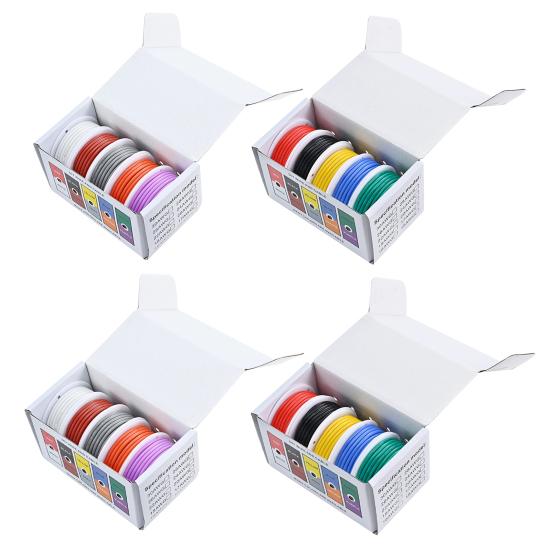 22 Gauge 22 AWG Stranded Electric Wire 1.7mm Diameter Flexible Silicone Insulated Tinned Copper 60 Strands Electrical Hookup Wire