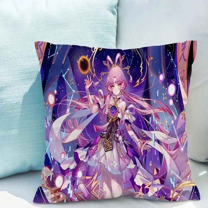Honkai Star Rail X Cushions Covers Double-sided Printing Cushion Cover X Short Plush Decoration Living Room Car Sofa