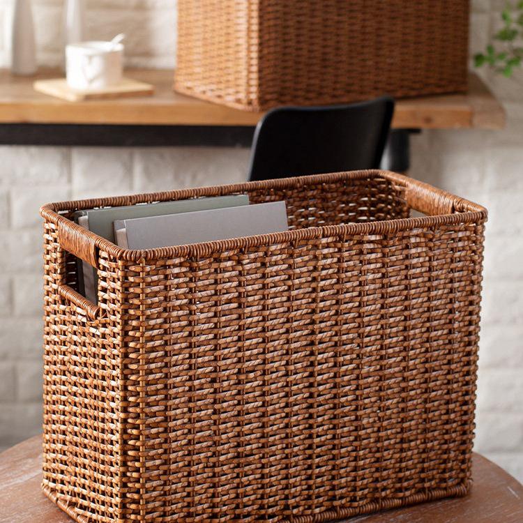 Imitation Rattan Narrow Storage Basket Organizer