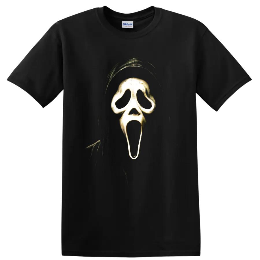 Horror Mask Hooded Slasher T Shirt Scary Movie Halloween Costume Graphic Tee