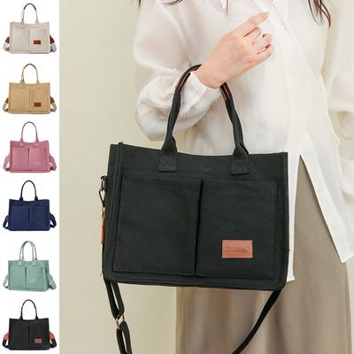 Women's Multi-pocket Canvas Tote Bag, Large Capacity Crossbody Shoulder Bag, Everyday Handbag for Work, Travel & Daily Use