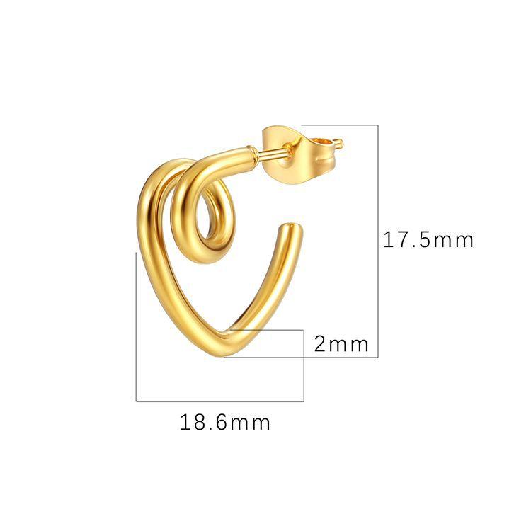 European and American 18K Versatile Women's Love Stainless Steel Earrings Niche Design Simple Wind Fashion Titanium Steel Earrings