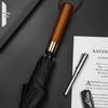 Large Men's Straight-Handle Black UV Rain Umbrella