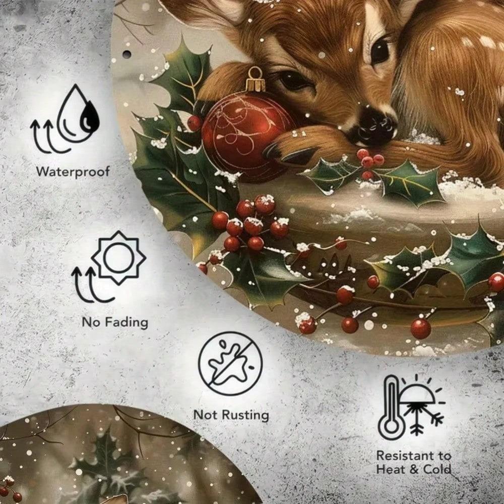 Vintage Christmas Deer Metal Sign Retro Wall Decor Farmhouse Holiday Art For Home Porch Bedroom