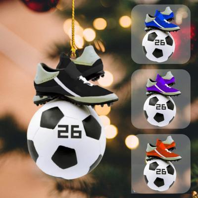 Christmas Ornament Soccer Design Easy To Hang Decorative Holiday Pendant with Festive Theme Pattern Home Decor