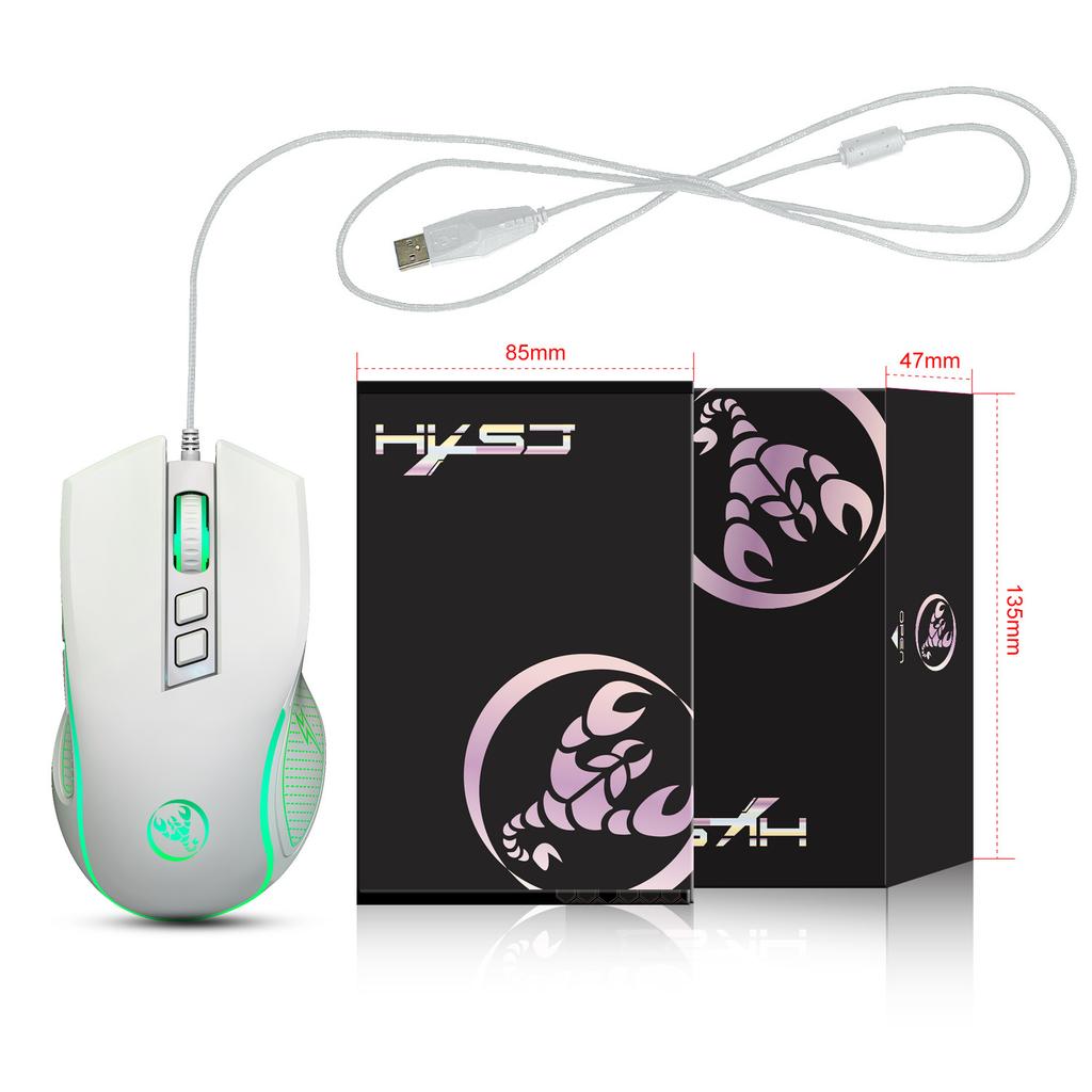 A869 HXSJ Colorful Luminous Gaming Mouse Esports Wired Mouse DPI Four Levels Adjustable Up 3200dpi
