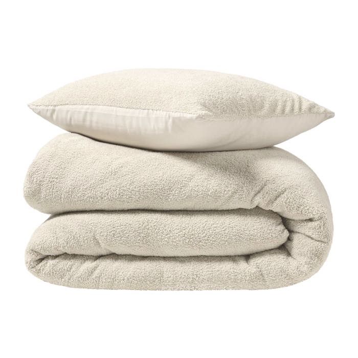 Housse couette + 2 taies 220 x 240 cm Bouclette clair