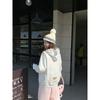 Japanese foreign style chic unique embroidered hooded sweater women's autumn and winter velvet lazy wind cute age-reducing jacket top