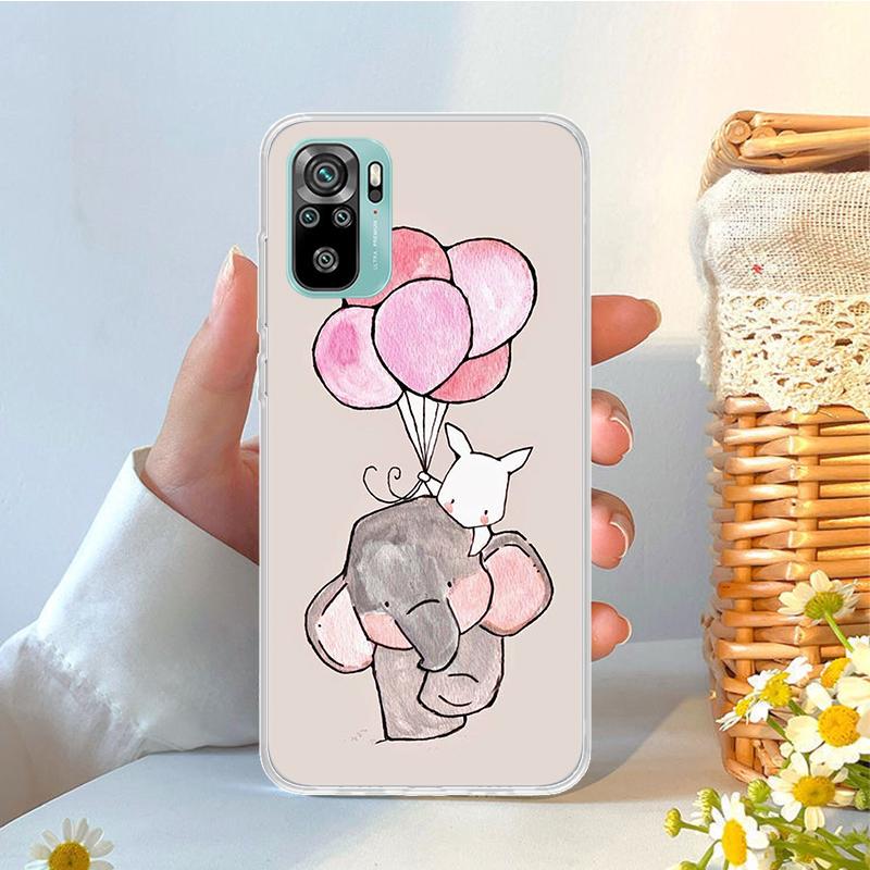 Cartoon Elephant Pink Soft Phone Case For Xiaomi Redmi Note 15 14 14S 13 12 Pro Plus 12S 11 11S 11E 10 10S 11T 5G Fundas Coque R