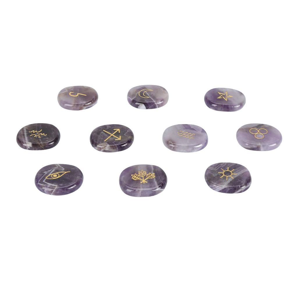 10pcs Rune Stones Set Multipurpose Polished Healing Witches Runes Set with Engraved Gypsy Symbol