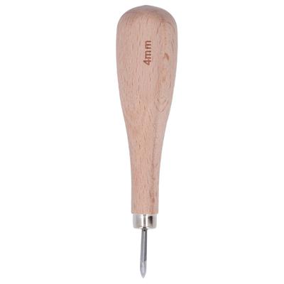 Leather Awl Professional 4mm Beech Wood Handle High Hardness Rhombus Leather Awl Drill Leather Craft DIY Tool