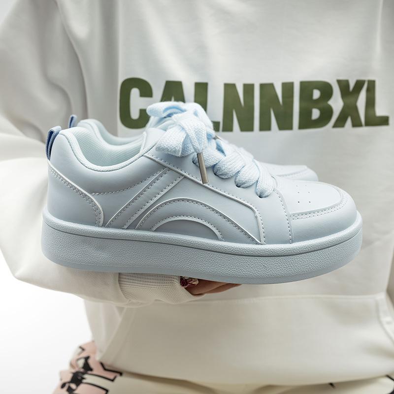 Milk White Thick Baseplate Shoes Women's Leather Surface 2025 Spring New Chic Niche Breathable Versatile Student Sports Little White Shoes