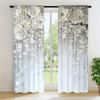 2pcs Elegant White Floral Print Curtains – Rod Pocket Design   Ideal for Living Room Bedroom Office Caf and Vacation Home Decor