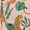 Pink Cheetah And Green Leaves Pattern Waterproof Shower Curtain 180X200Cm - Jungle Animal Print Bath Curtain For Kids Room Decor