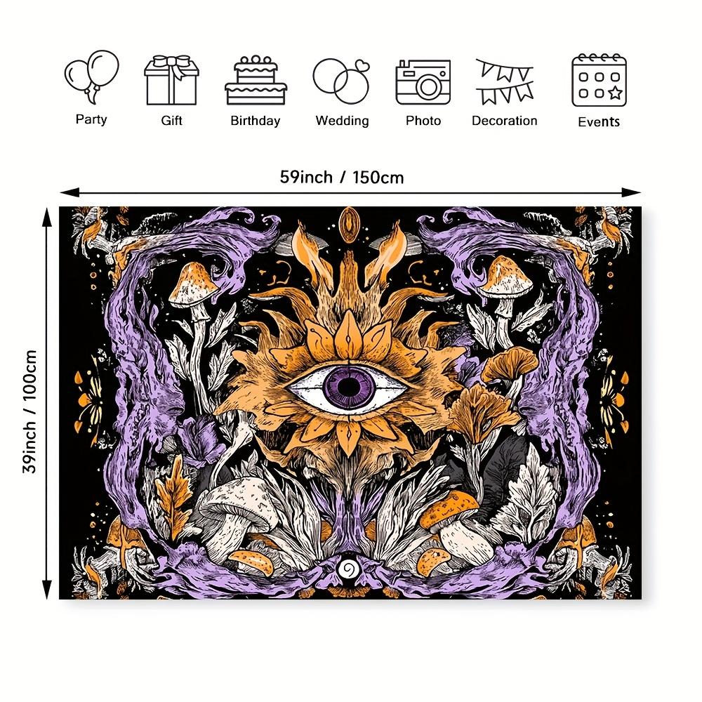 VIKAMA Mystic Eye Boho Tapestry  Purple Cosmic Mushroom Art For Living Room Bedroom Music Festival Decor 74x94cm(29x37in)