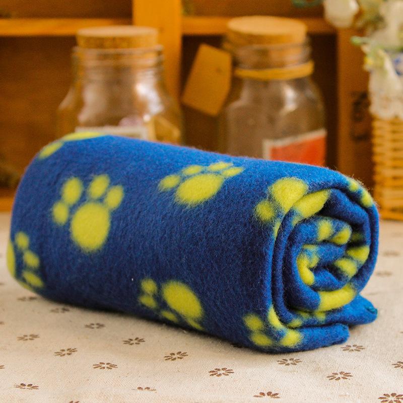 

Plush Pet Blanket With Paw Prints Patterns Dogs And Cats Dual Sided Warm Soft синій