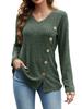 2023 Women's Autumn & Winter V-Neck Button Split Loose Long-Sleeve T-Shirt Top