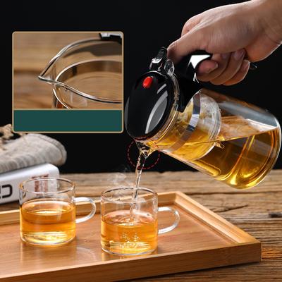 Demlik Süzgeçli Kalınlaştırılmış Cam Isıya Dayanıklı Çaydanlık Tek Düğmeyle Süzme Çay Ayırma Kettle Çin Gung Fu Çay Takımı