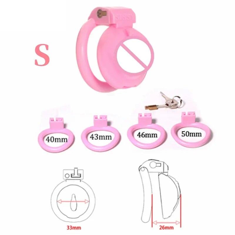 Nová růžová klec cudnosti pro muže Sissy Bondage Zařízení pro cudnost Penis Cage Abstinence Lock Ring Penis BDSM Gay SexToys pro dospělé