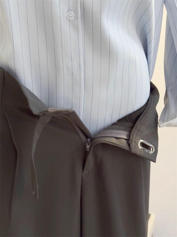 Women's High Waist Grey Suit Pants - Spring/Summer 2026: Straight, Loose, Slimming, and Casual.