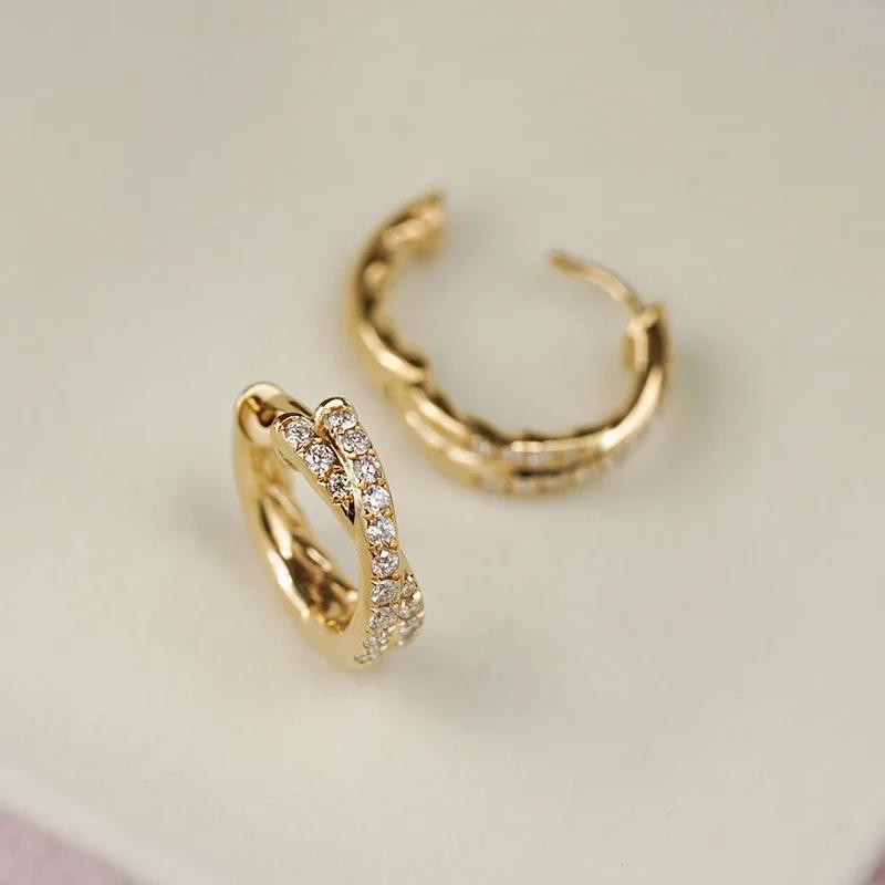 925 Sterling Silver Zircon Cross 18K Gold Hoop Earrings for Women OL Geometric Fine Jewelry Minimalist Accessories