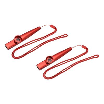 Uxcell Kazoo Music Box Aluminum with Flute Set Instrument, Alloy, Red, Diaphragm, Party, Guitar, Ukulele, Violin, Piano, Keyboard, 2-Piece