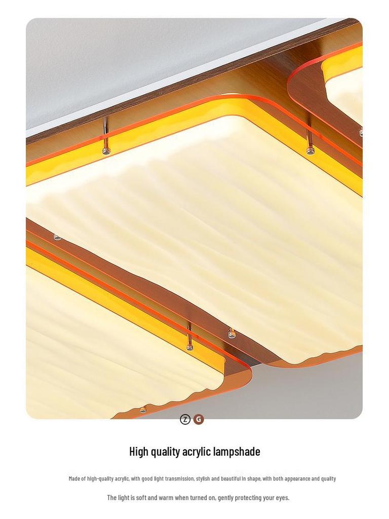 2025 Chinese Bauhaus Retro Rectangular Ceiling Light: High-End Living Room Fixture