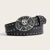 Skull Leather Punk Belt Men Rivet Design With Alloy Buckle For Hip Hop Style
